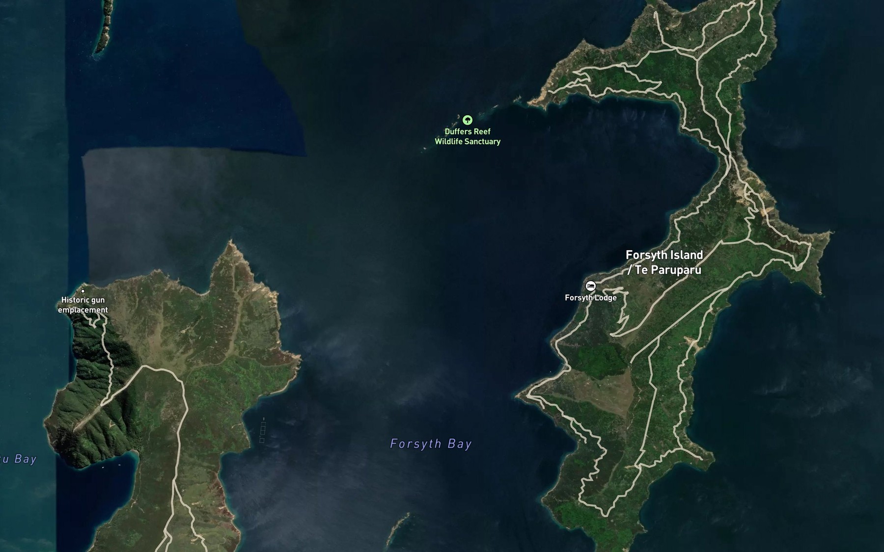 Satellite map of the Sunday Bay