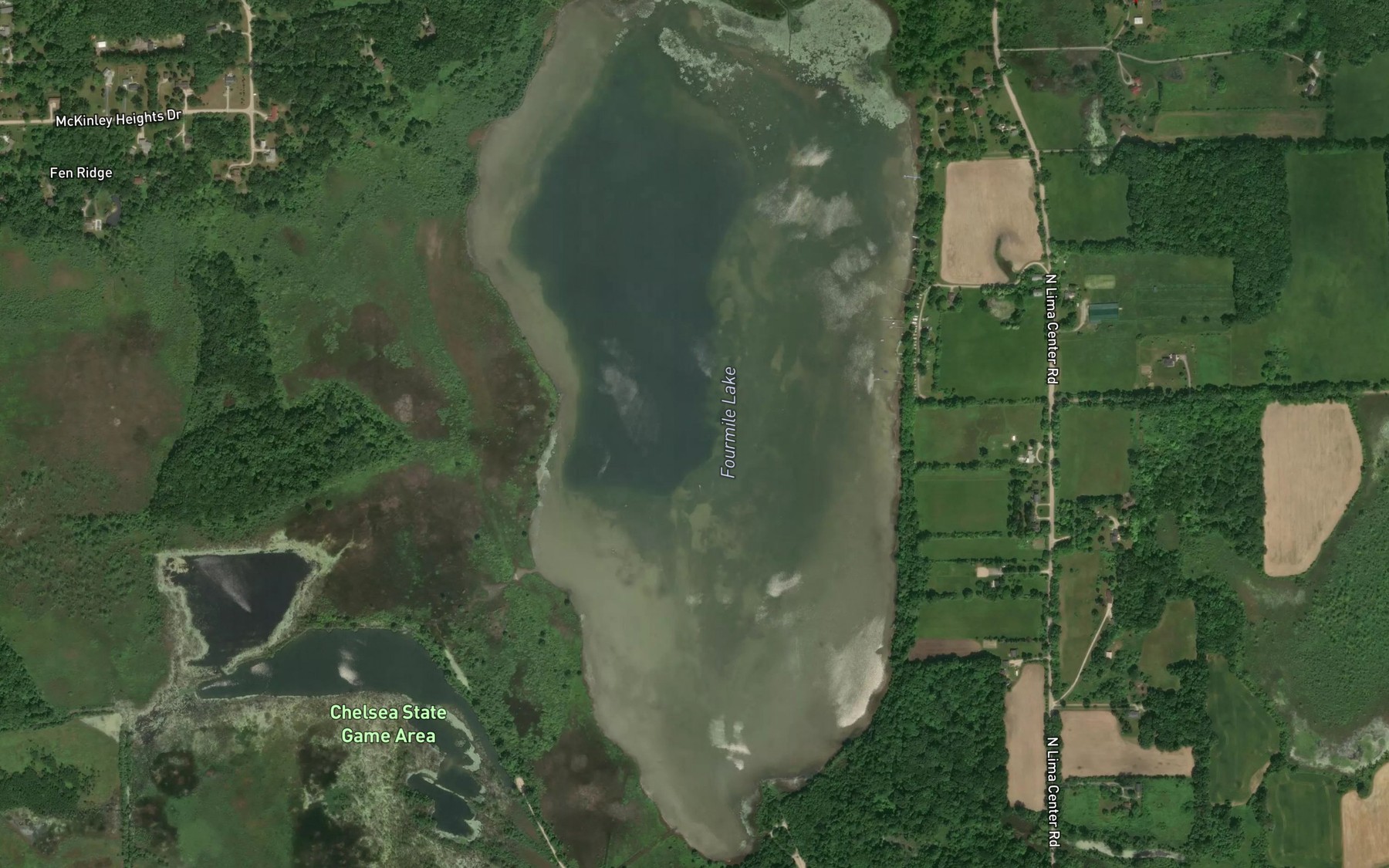 Satellite map of the Fourmile Lake