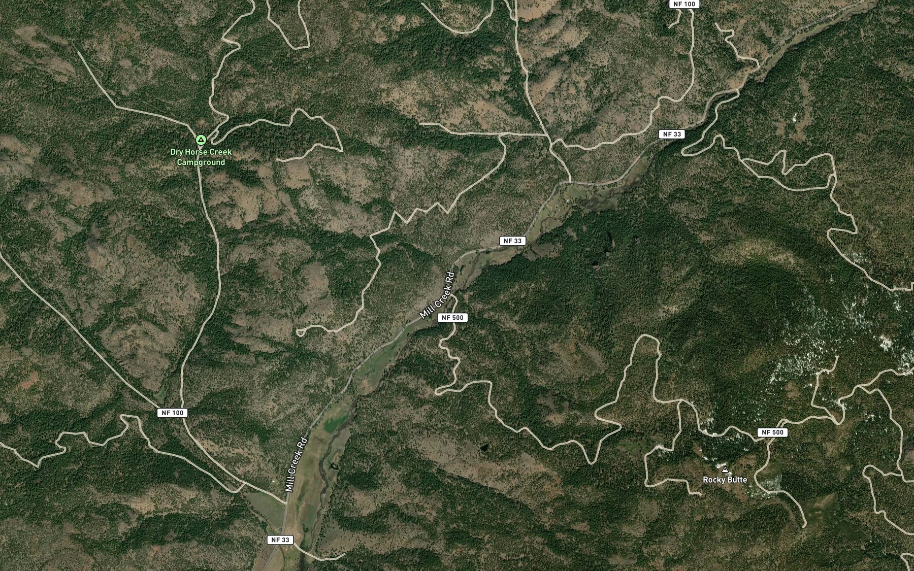 Satellite map of the Schoolhouse Creek