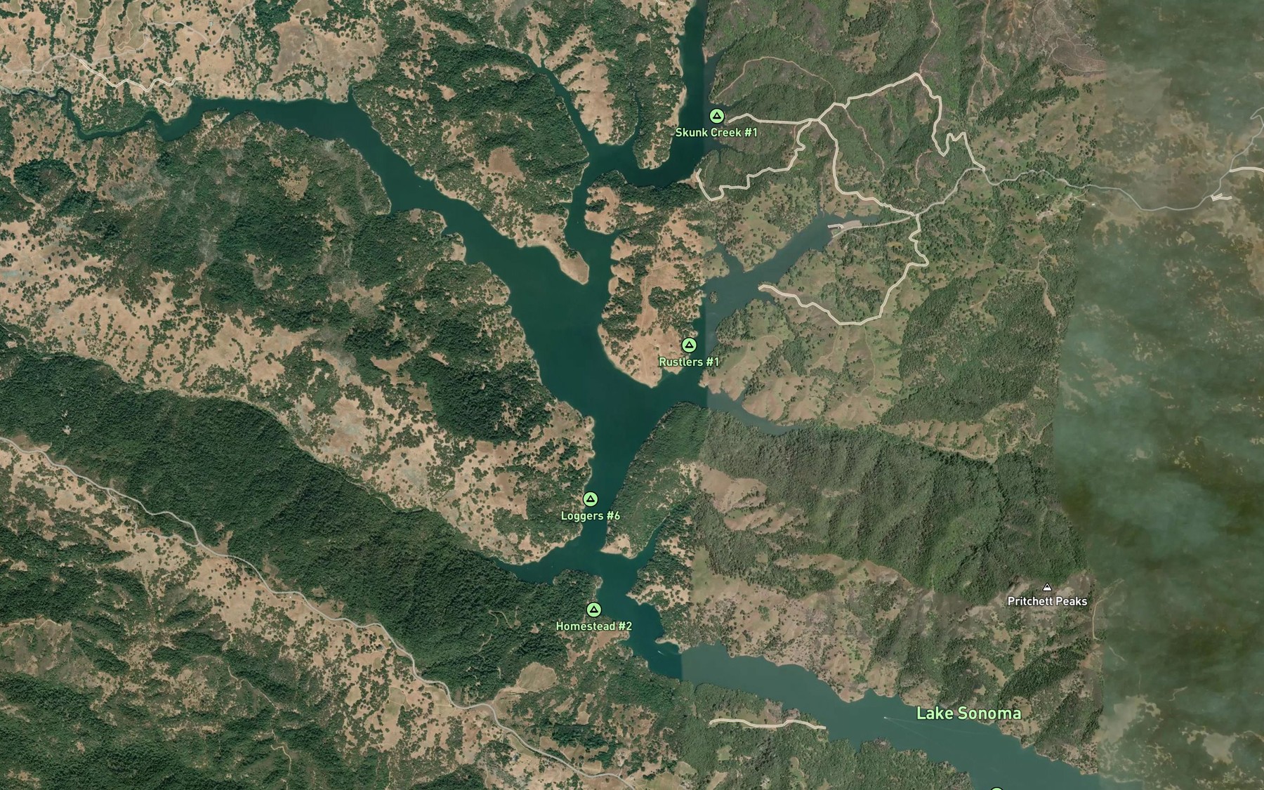 Satellite map of the Brush Creek