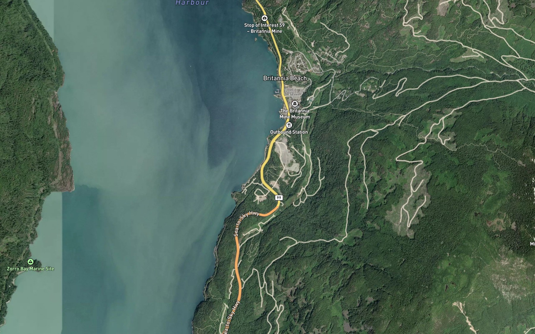 Satellite map of the Thistle Creek