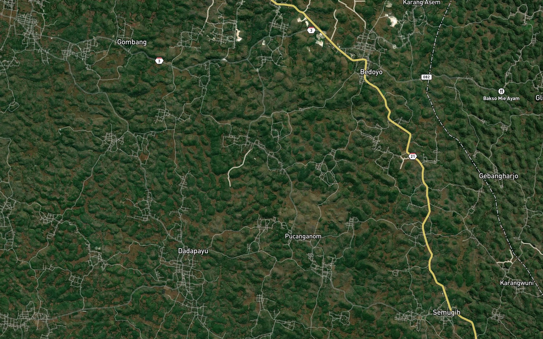 Satellite map of the Telaga Sodong