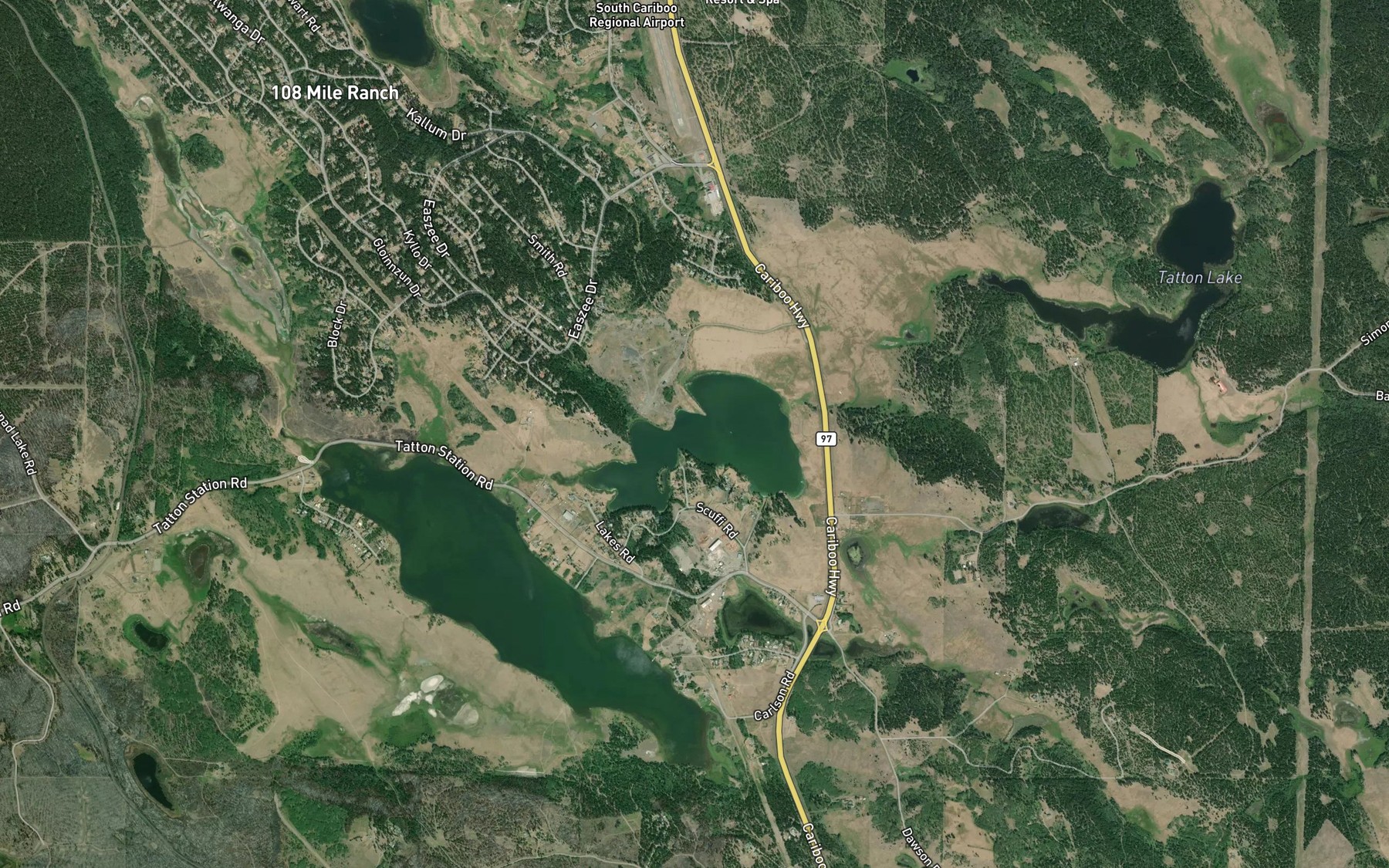 Satellite map of the 105 Mile Lake