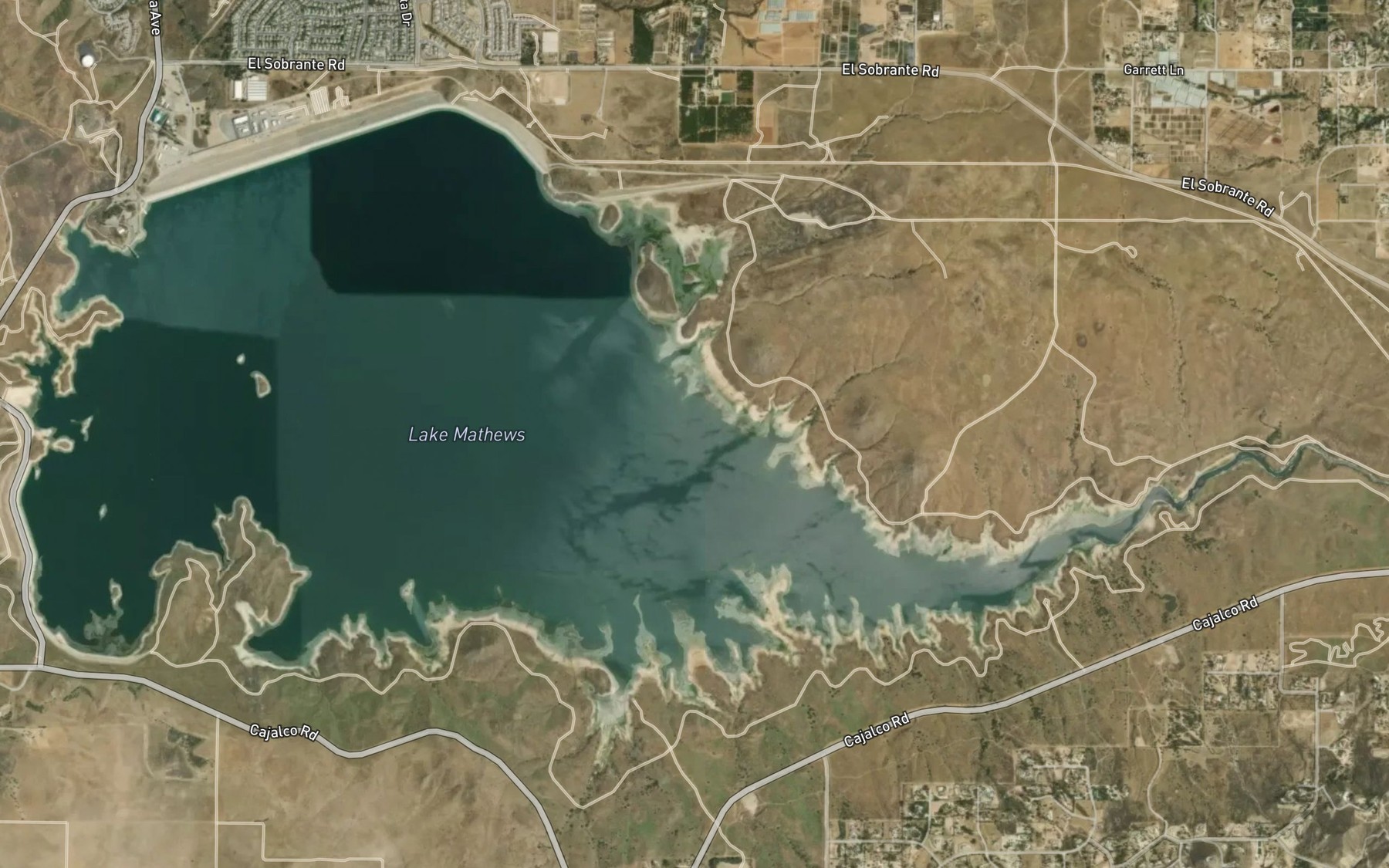Satellite map of the Lake Mathews