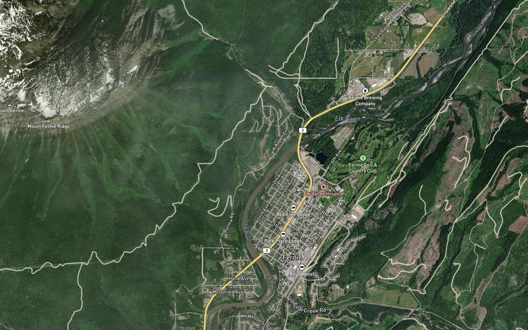 Satellite map of the Fairy Creek