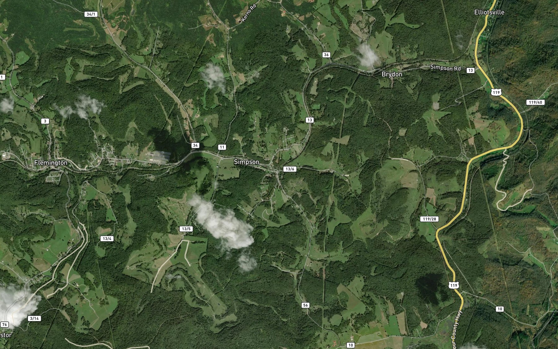 Satellite map of the Flag Run