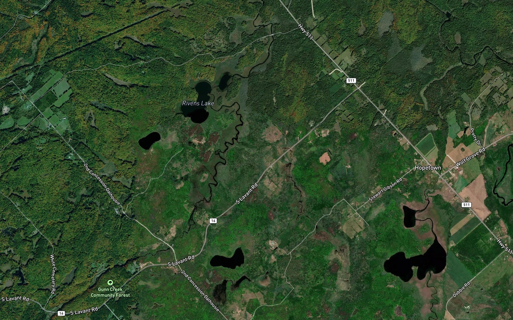 Satellite map of the Gunns Creek