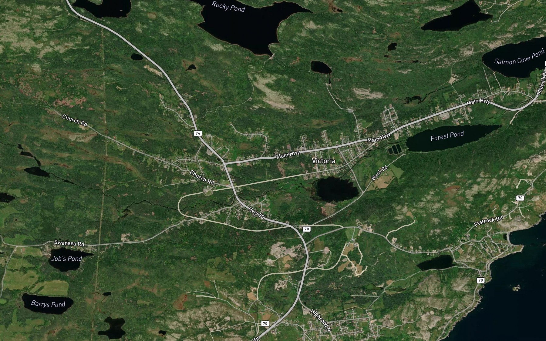 Satellite map of the Clarks Brook
