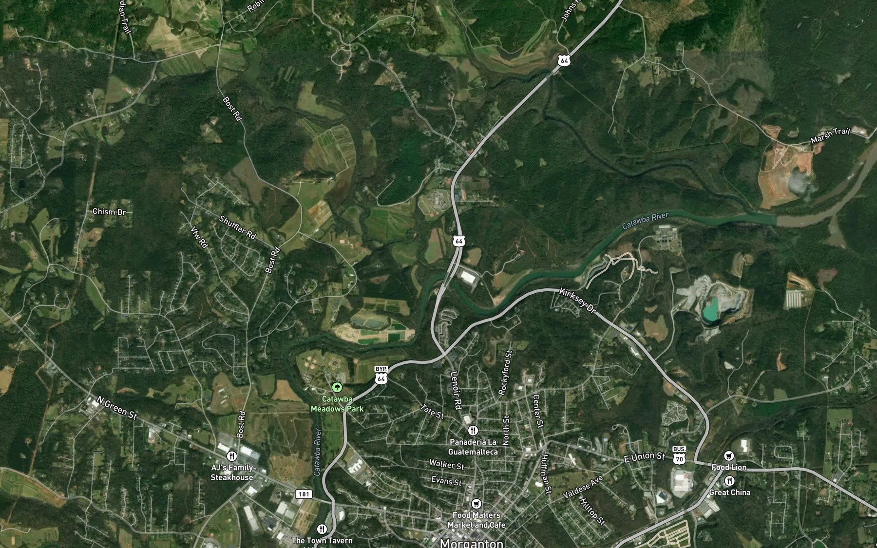 Satellite map of the Warrior Fork