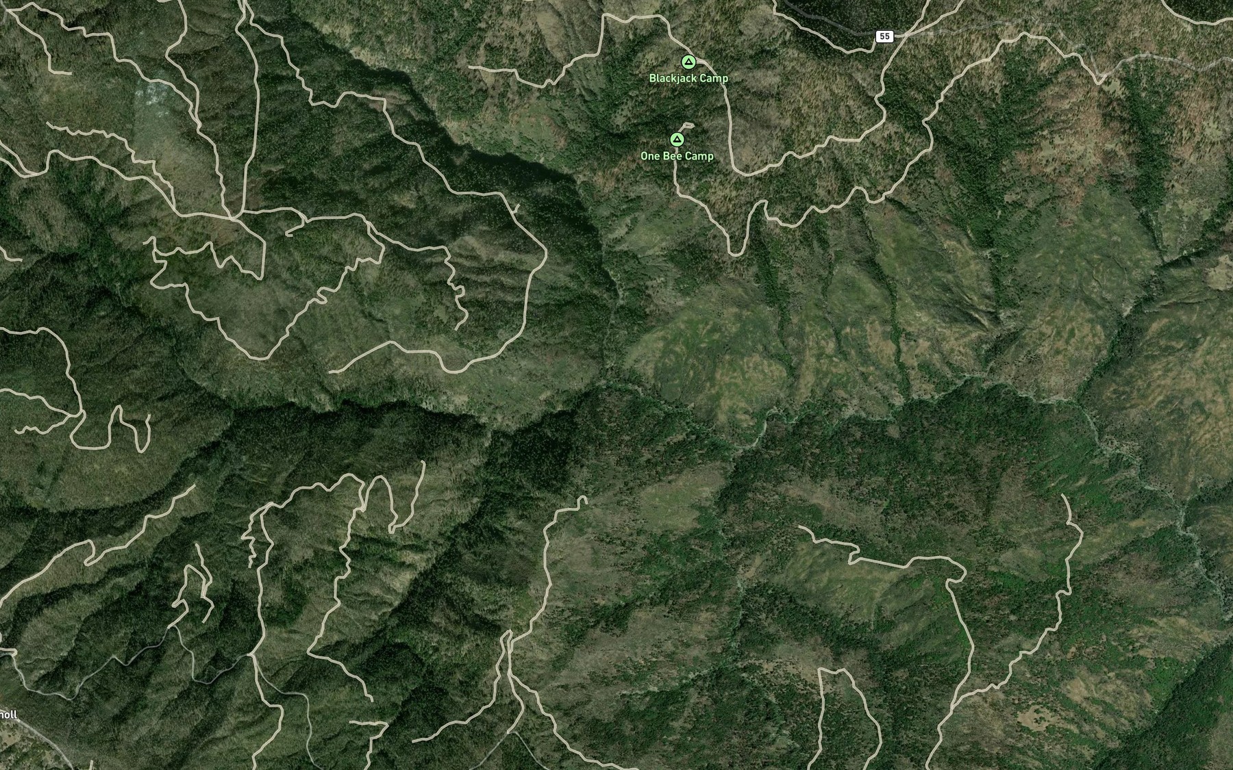 Satellite map of the Board Creek