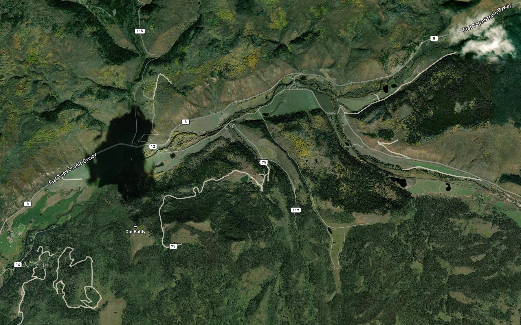Satellite map of the Papoose Creek