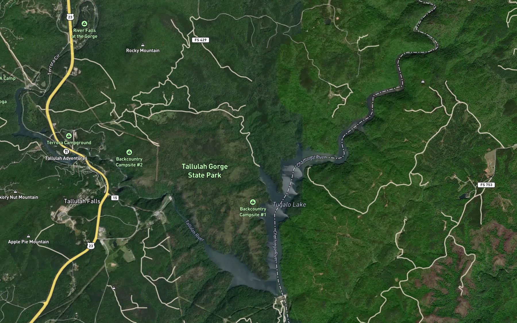 Satellite map of the Worse Creek