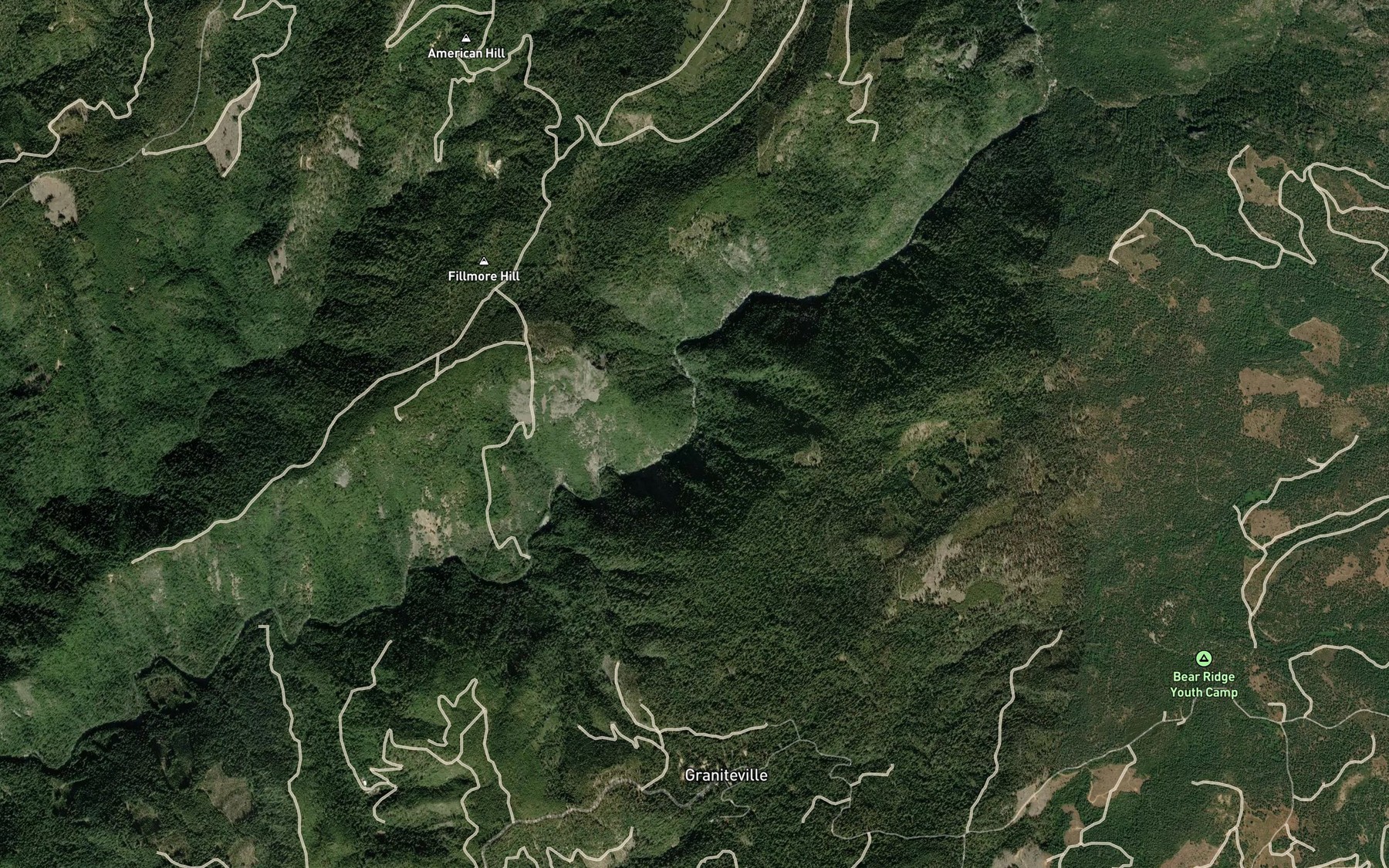 Satellite map of the Rattlesnake Creek