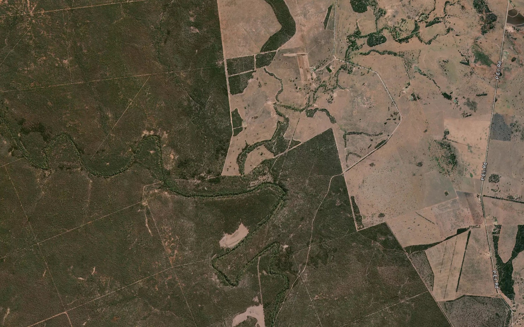 Satellite map of the Little Tchanning Creek