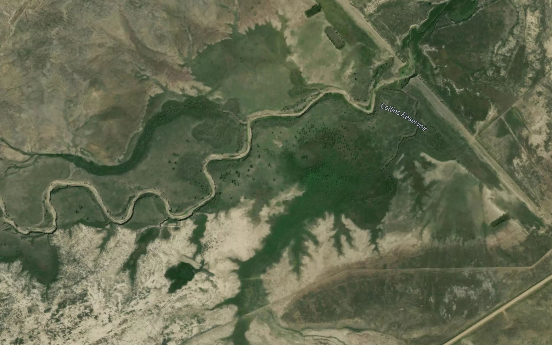 Satellite map of the Collins Reservoir