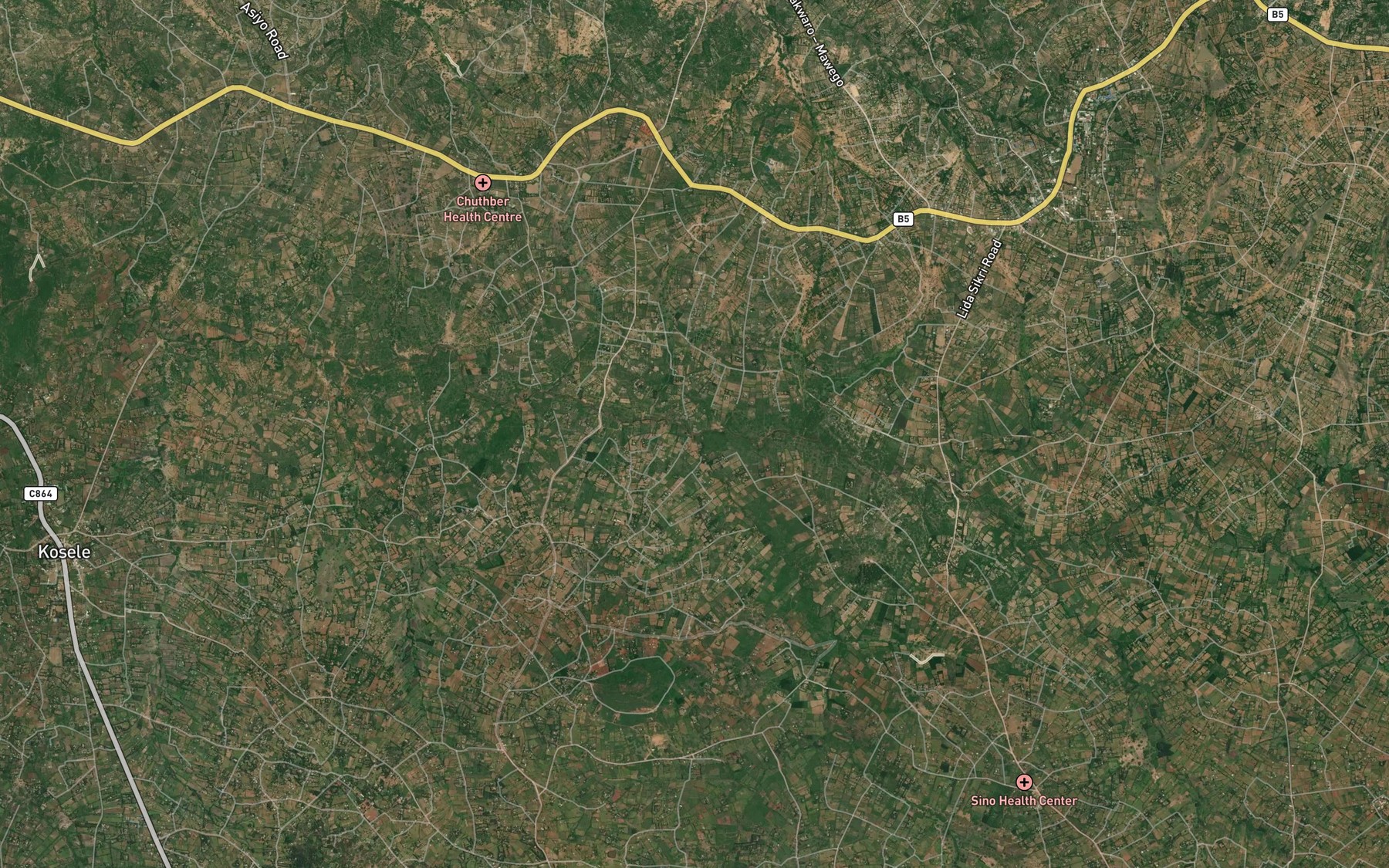 Satellite map of the Awach Kasipul