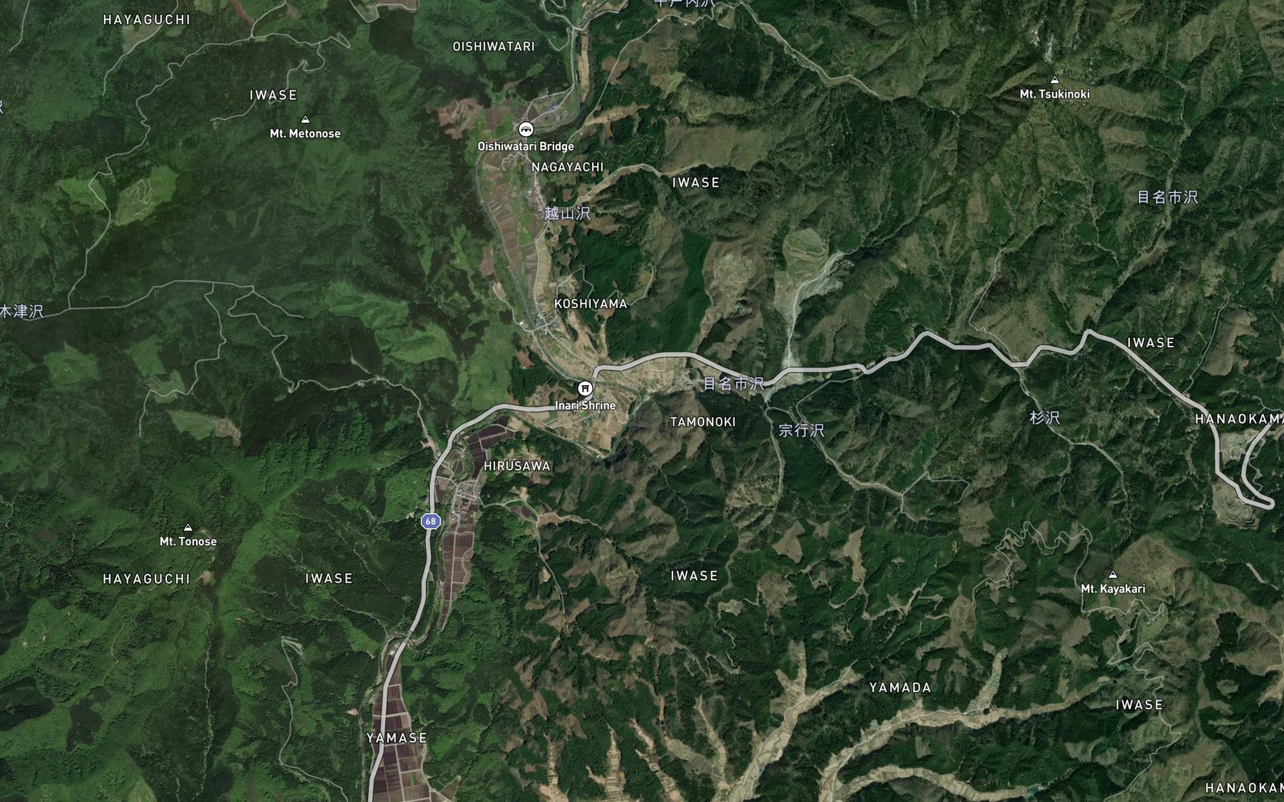 Satellite map of the Menaichi Zawa
