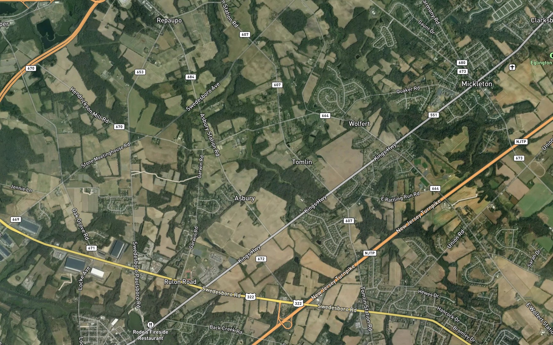 Satellite map of the Rattling Run