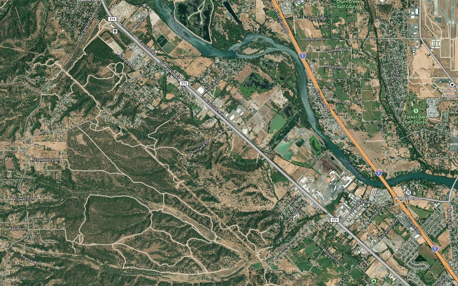 Satellite map of the Anderson Cottonwood Canal