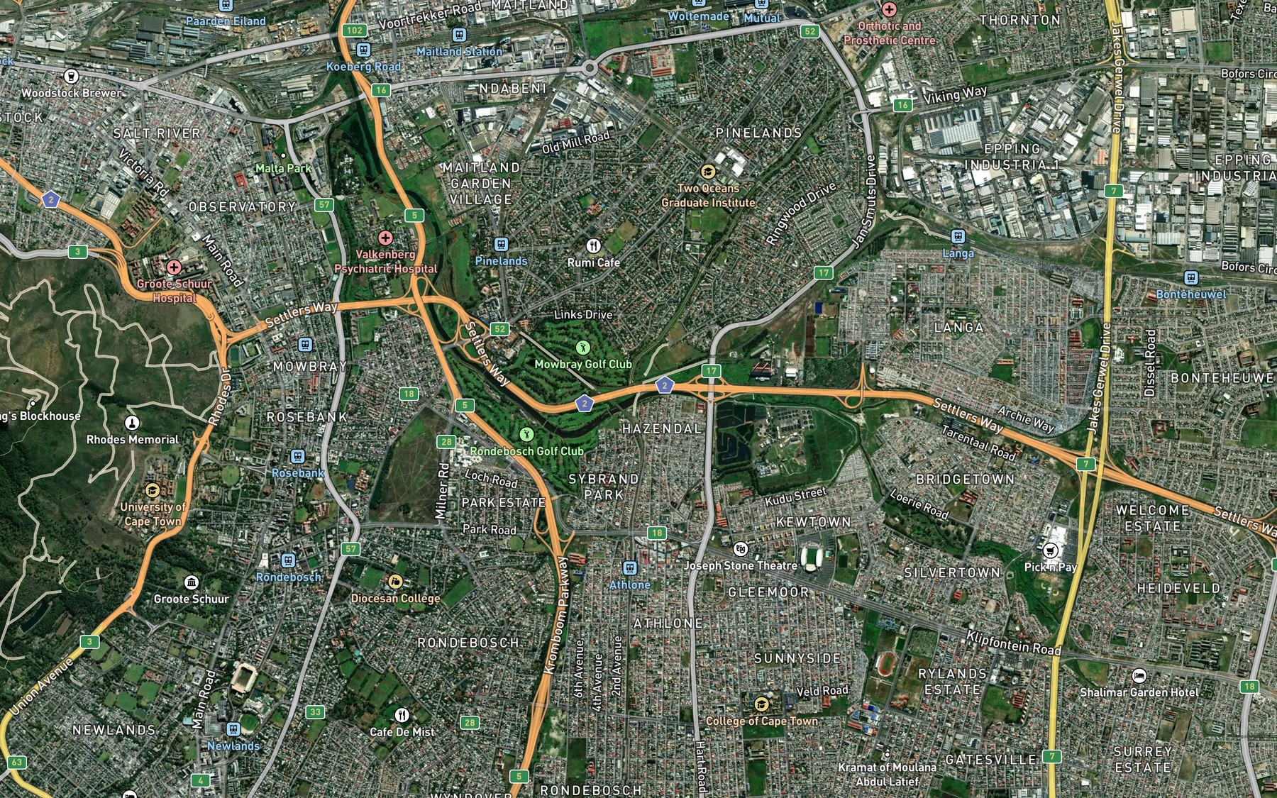 Satellite map of the Vyekraalrivier