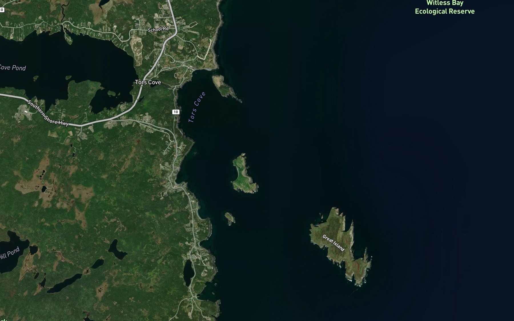 Satellite map of the Otterbury Cove
