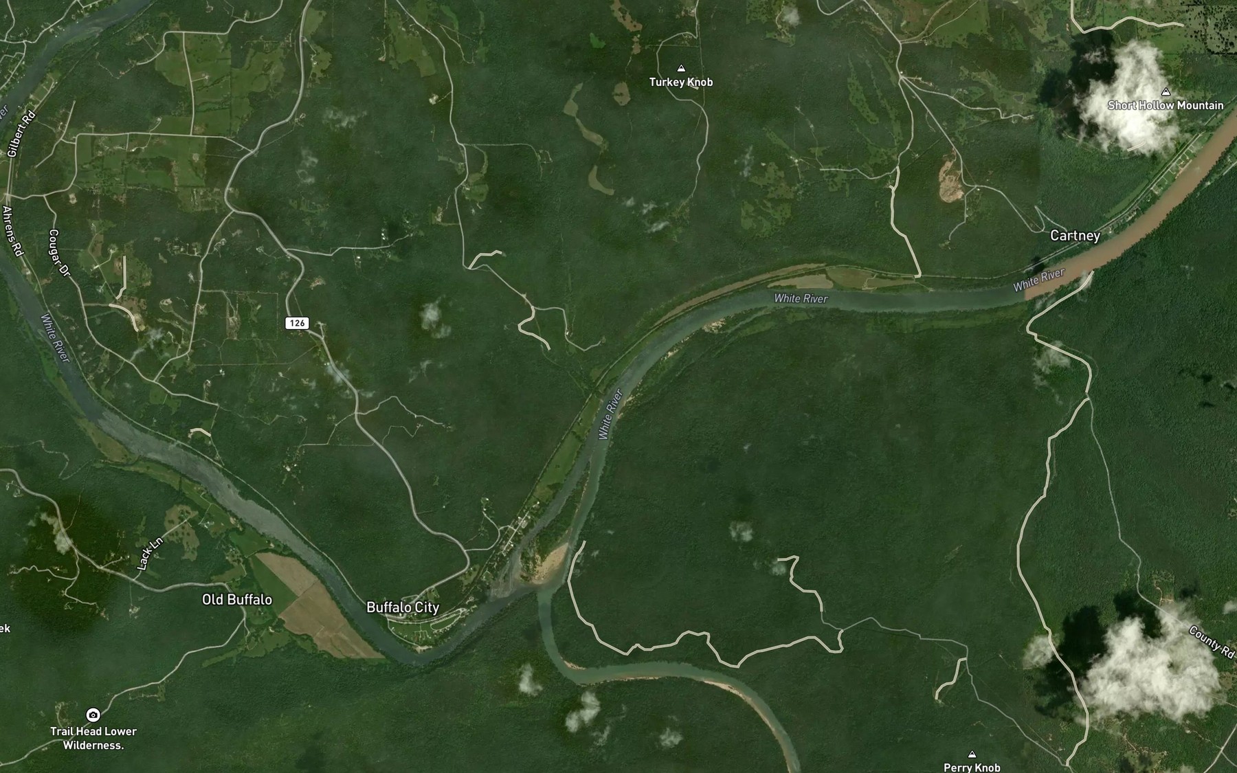 Satellite map of the Cunningham Creek