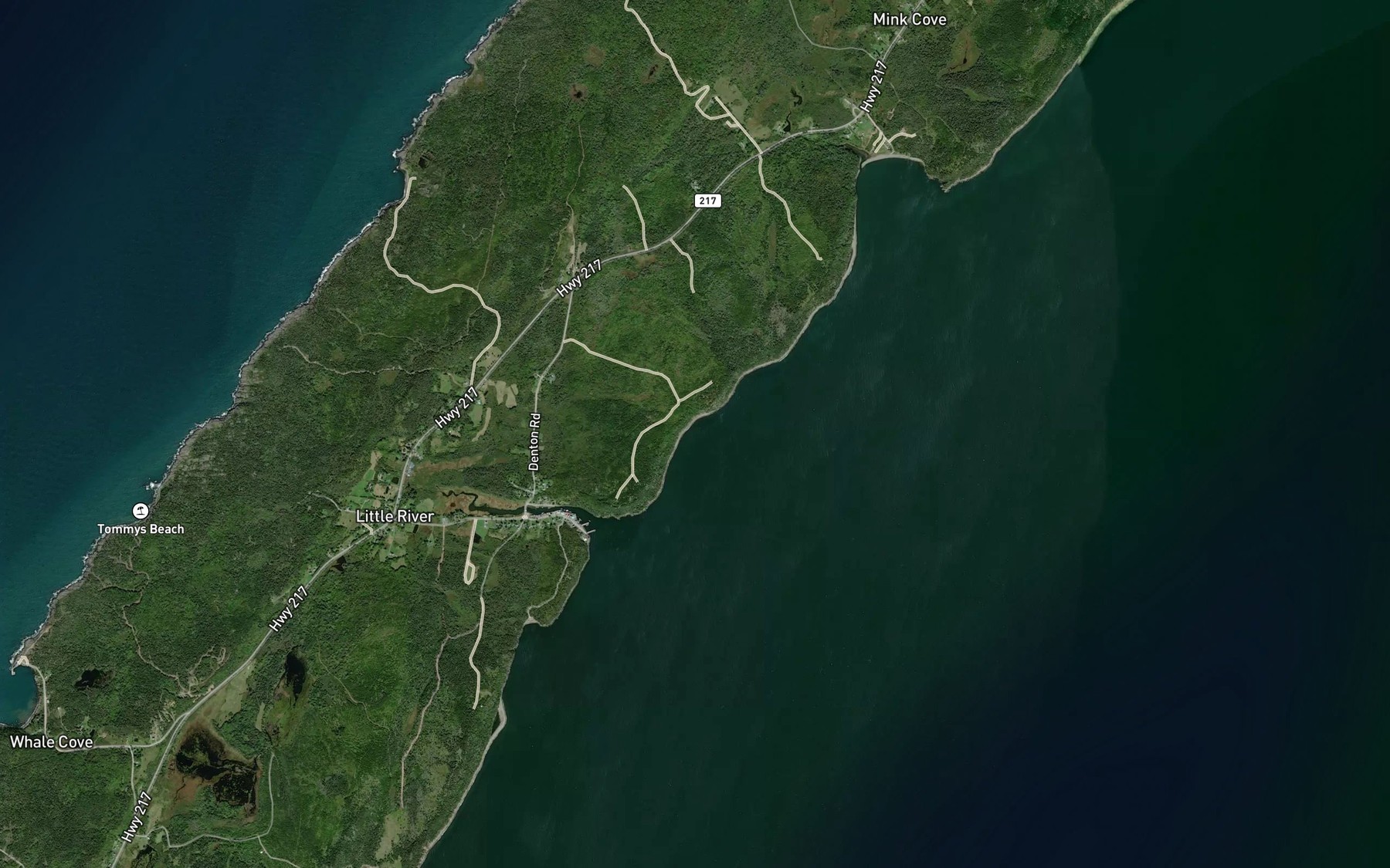 Satellite map of the Porcupine Cove