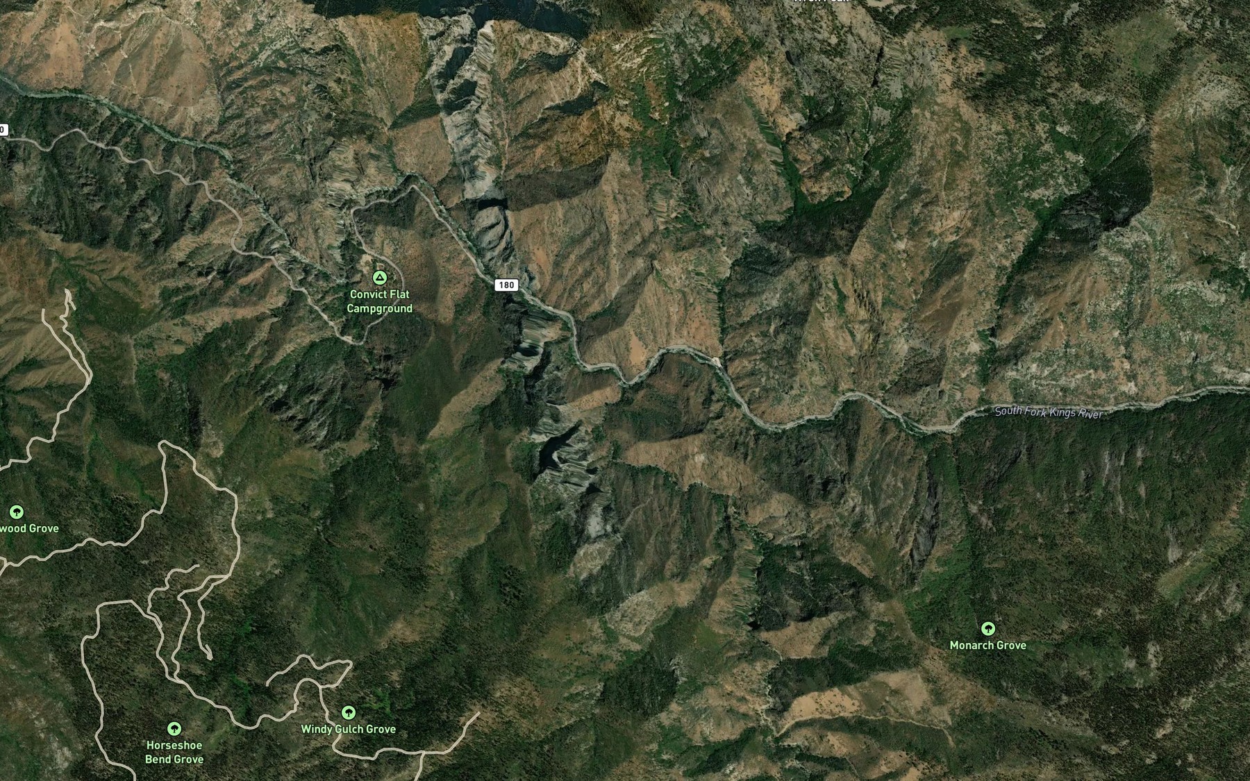 Satellite map of the Boulder Creek