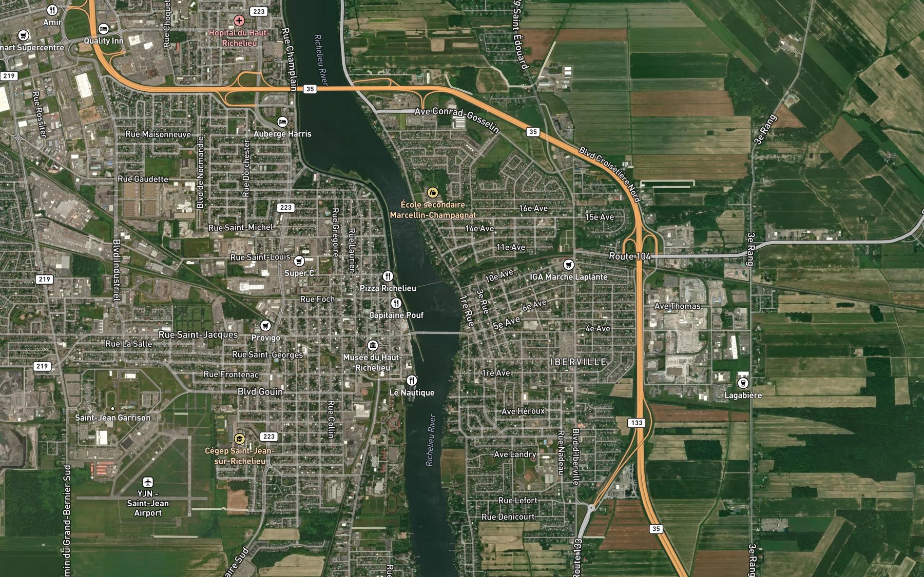 Satellite map of the Ruisseau Bleury