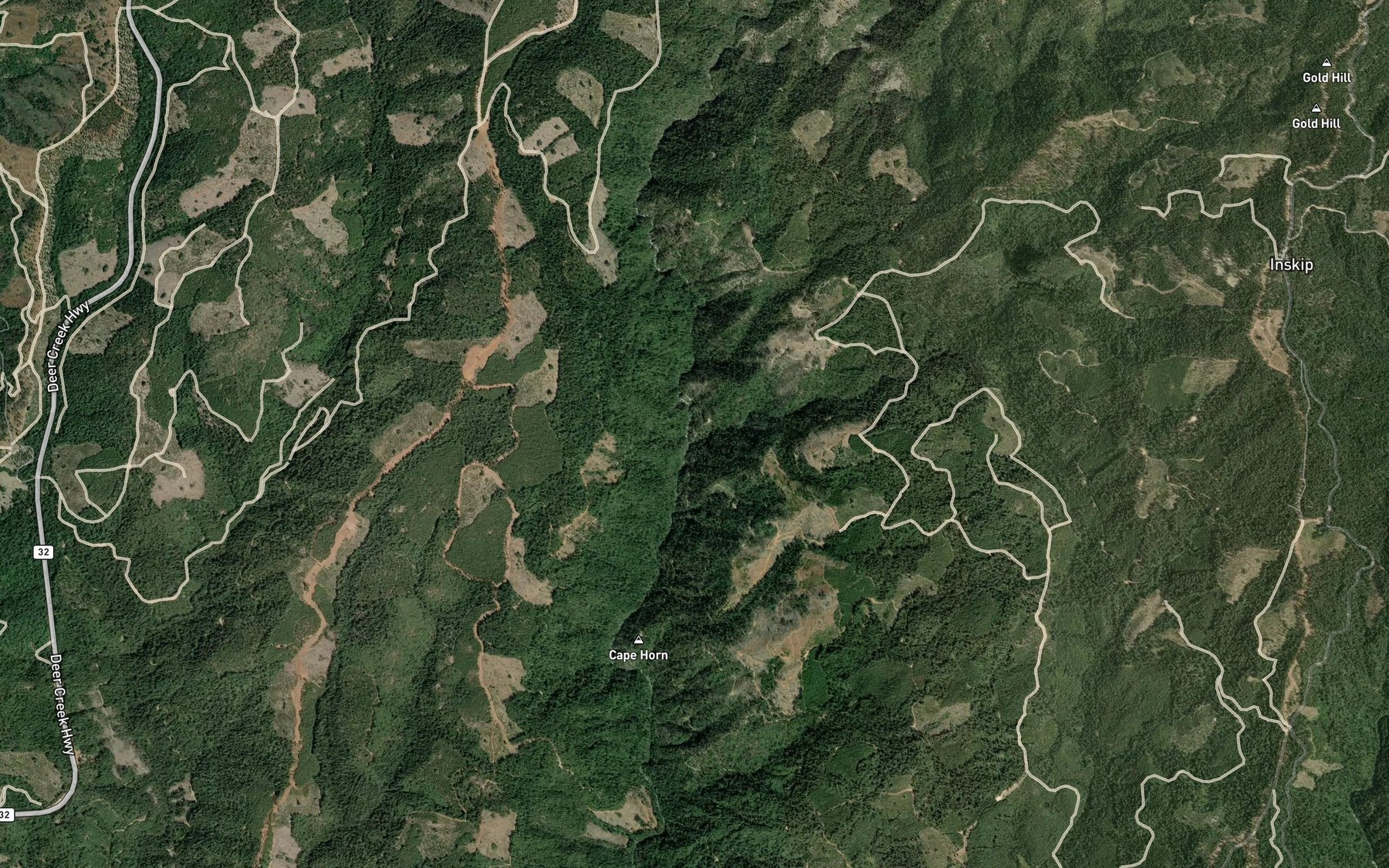 Satellite map of the Haw Creek