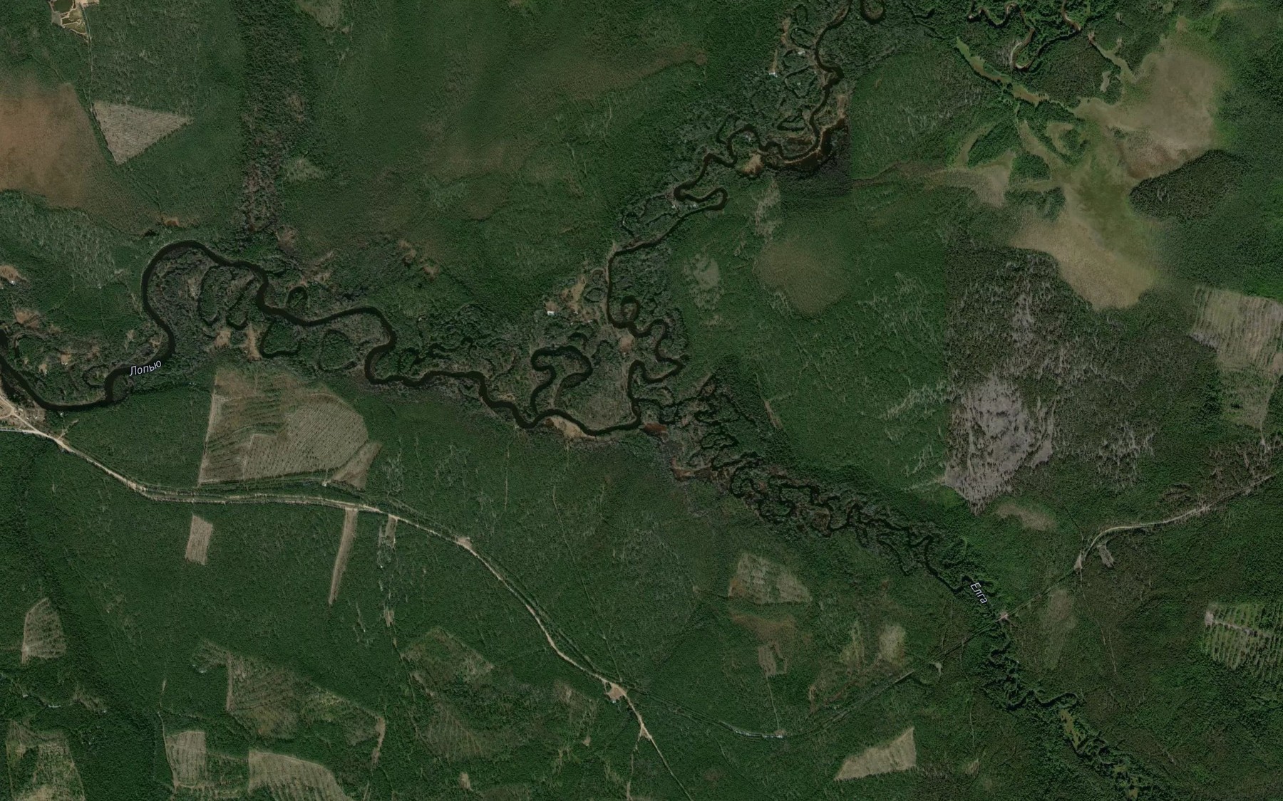 Satellite map of the Yelga