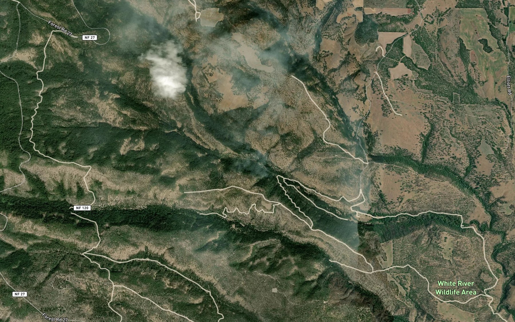 Satellite map of the Pen Creek