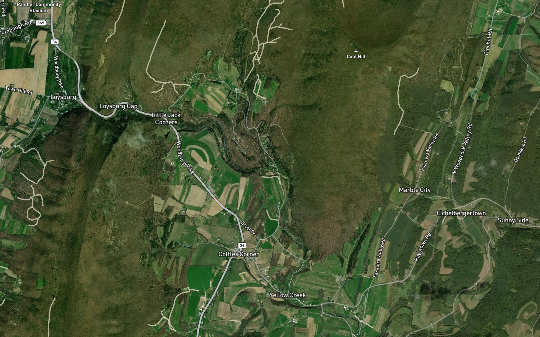 Satellite map of the Maple Run