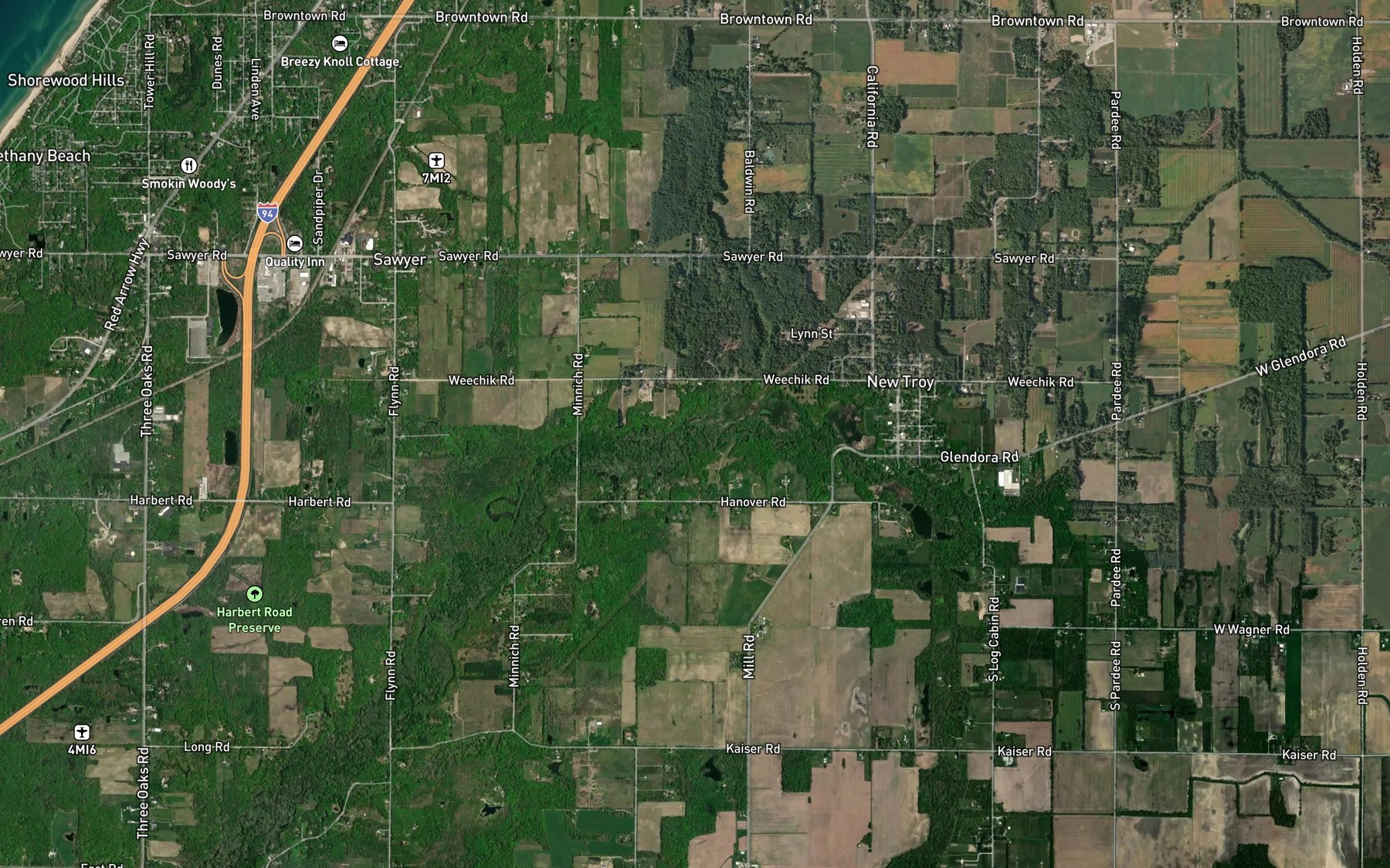 Satellite map of the Kirktown Creek