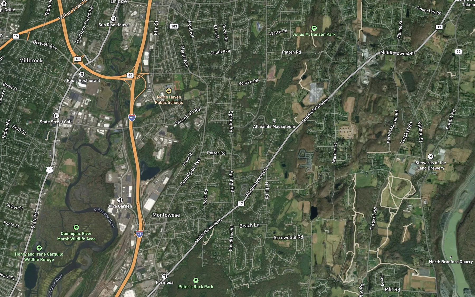 Satellite map of the Fivemile Brook