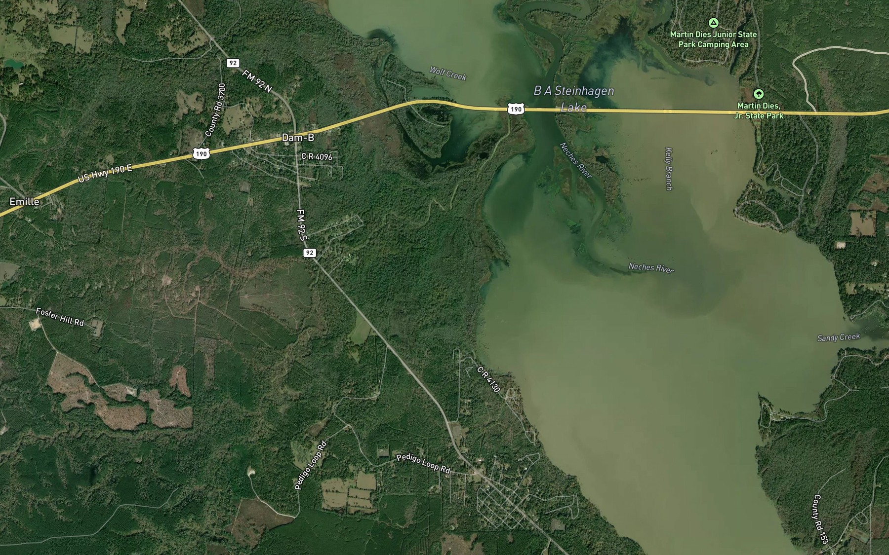 Satellite map of the Camp Branch