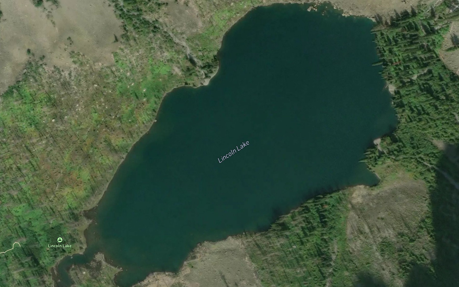 Satellite map of the Lincoln Lake