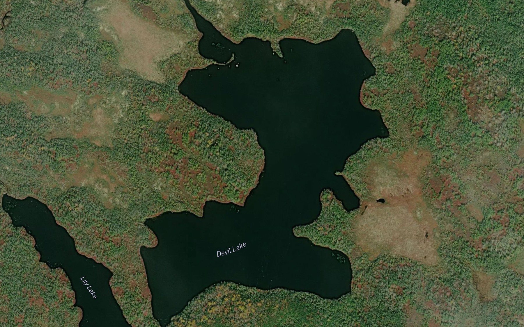 Satellite map of the Devil Lake