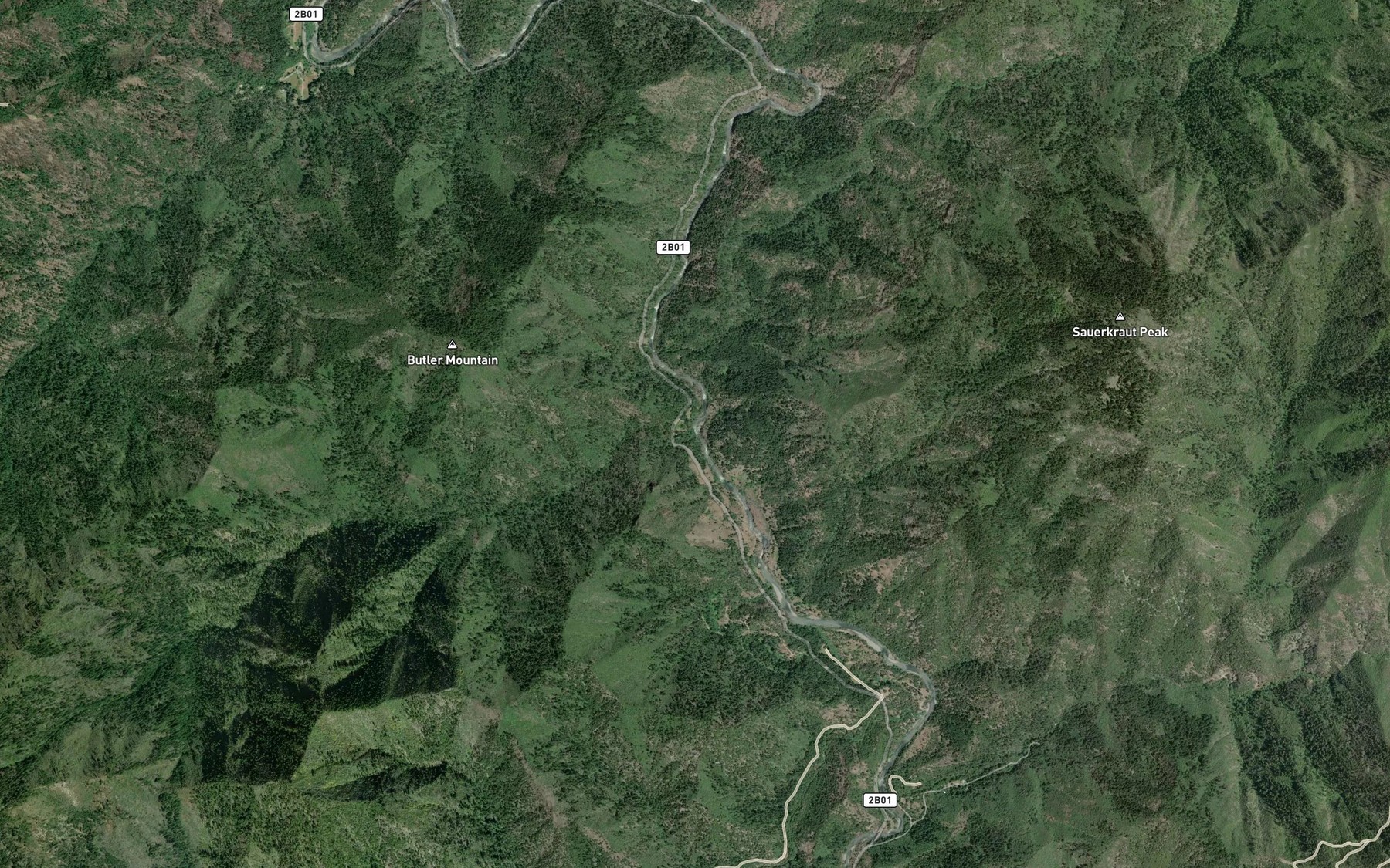 Satellite map of the Lewis Creek