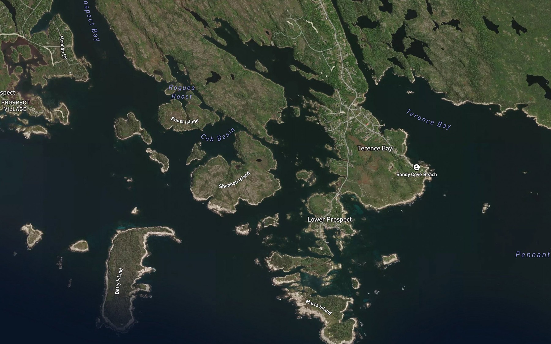Satellite map of the Blood Cove