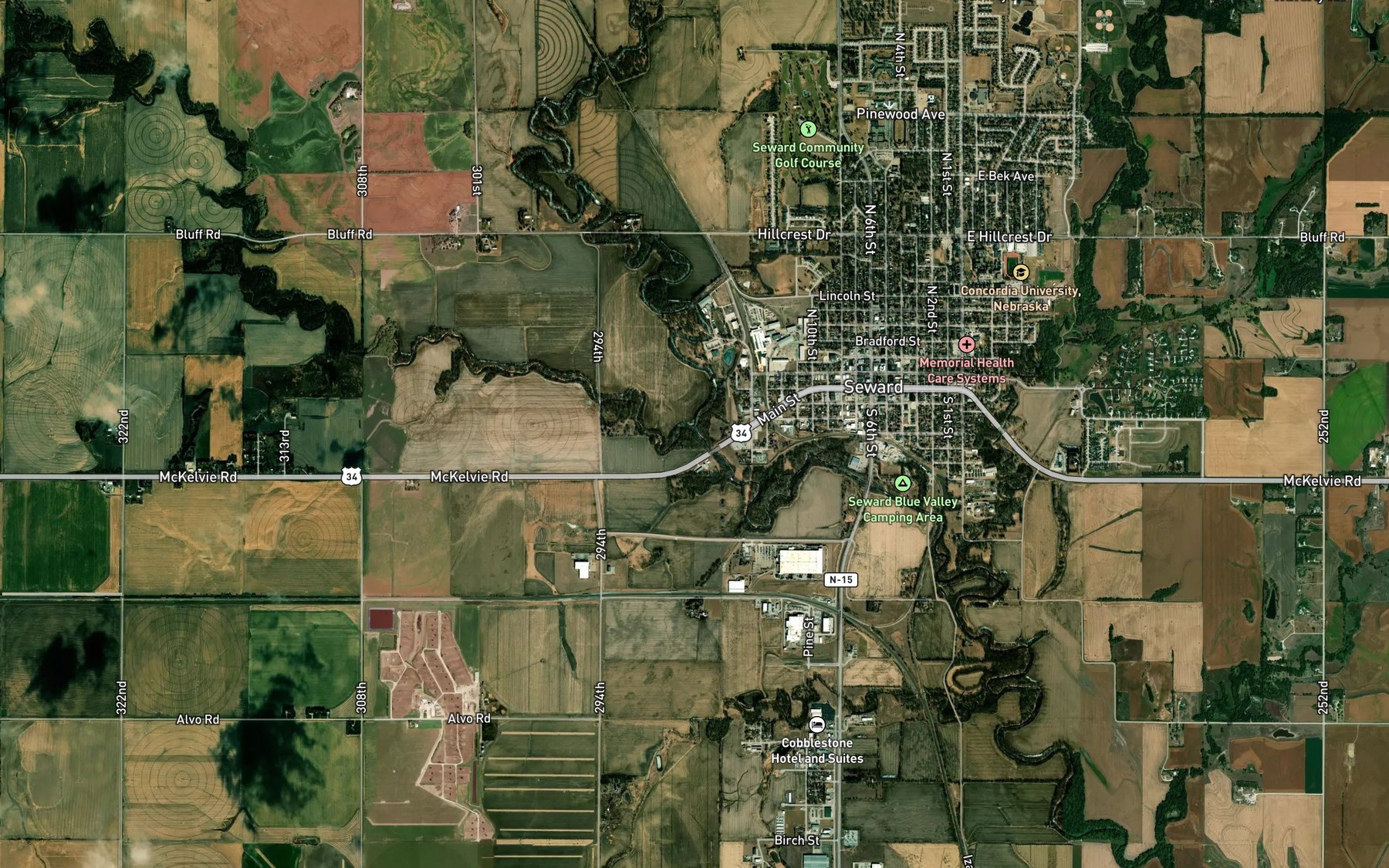 Satellite map of the Lincoln Creek