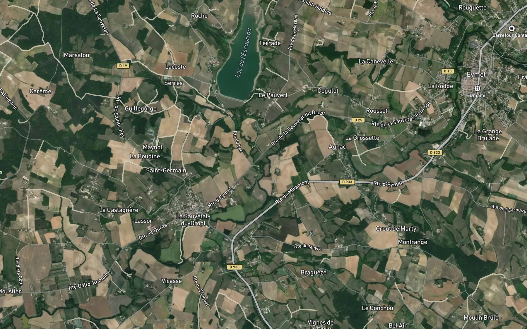 Satellite map of the Lescouroux