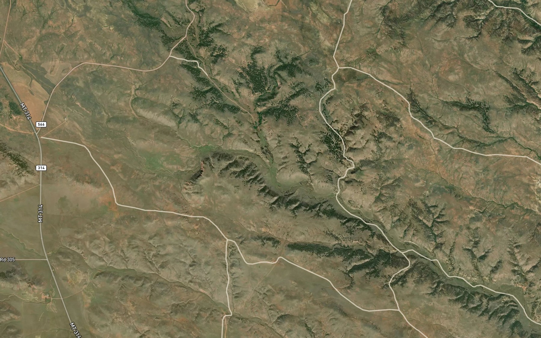 Satellite map of the South Fork Leaf Rock Creek