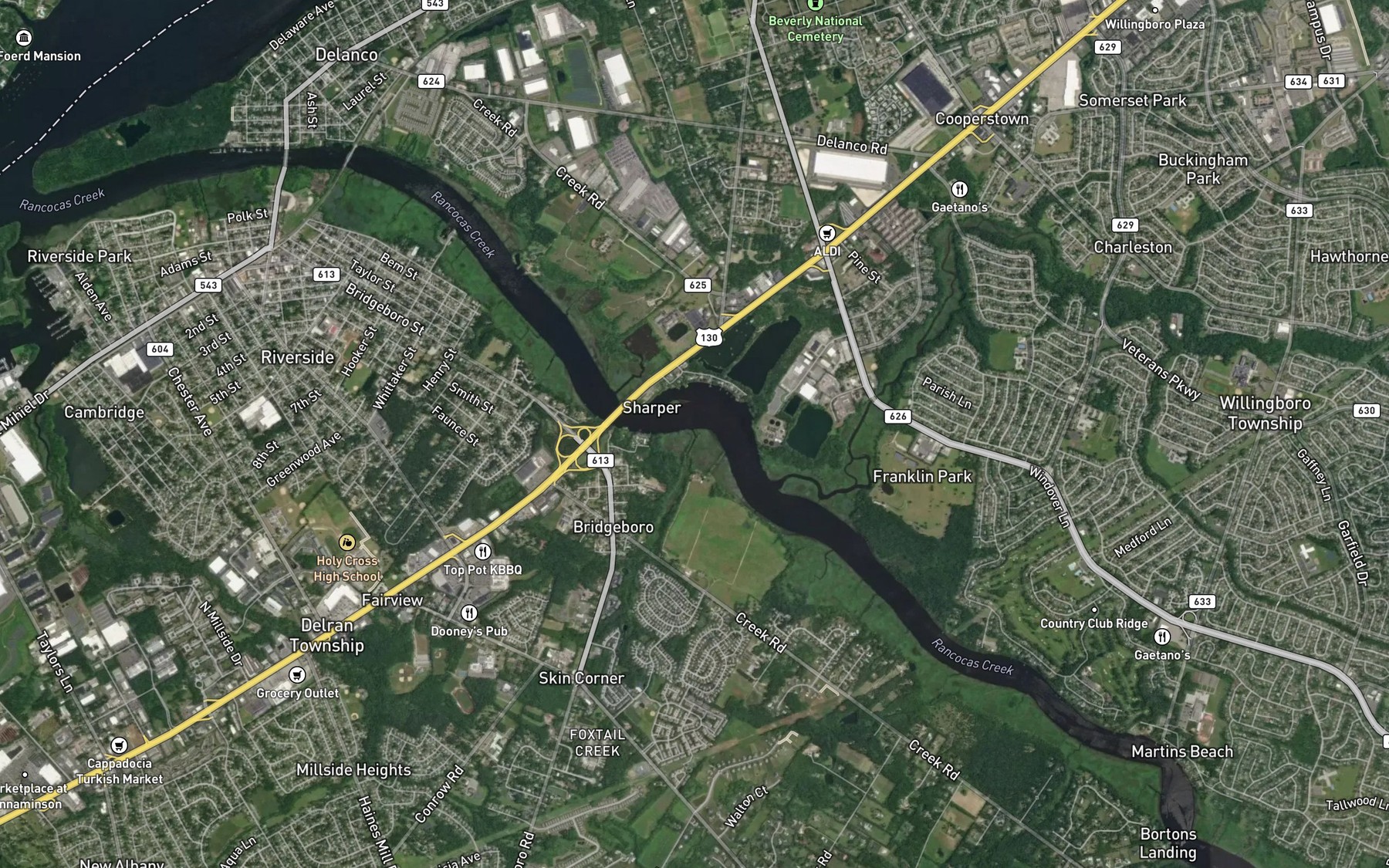 Satellite map of the Laurel Run