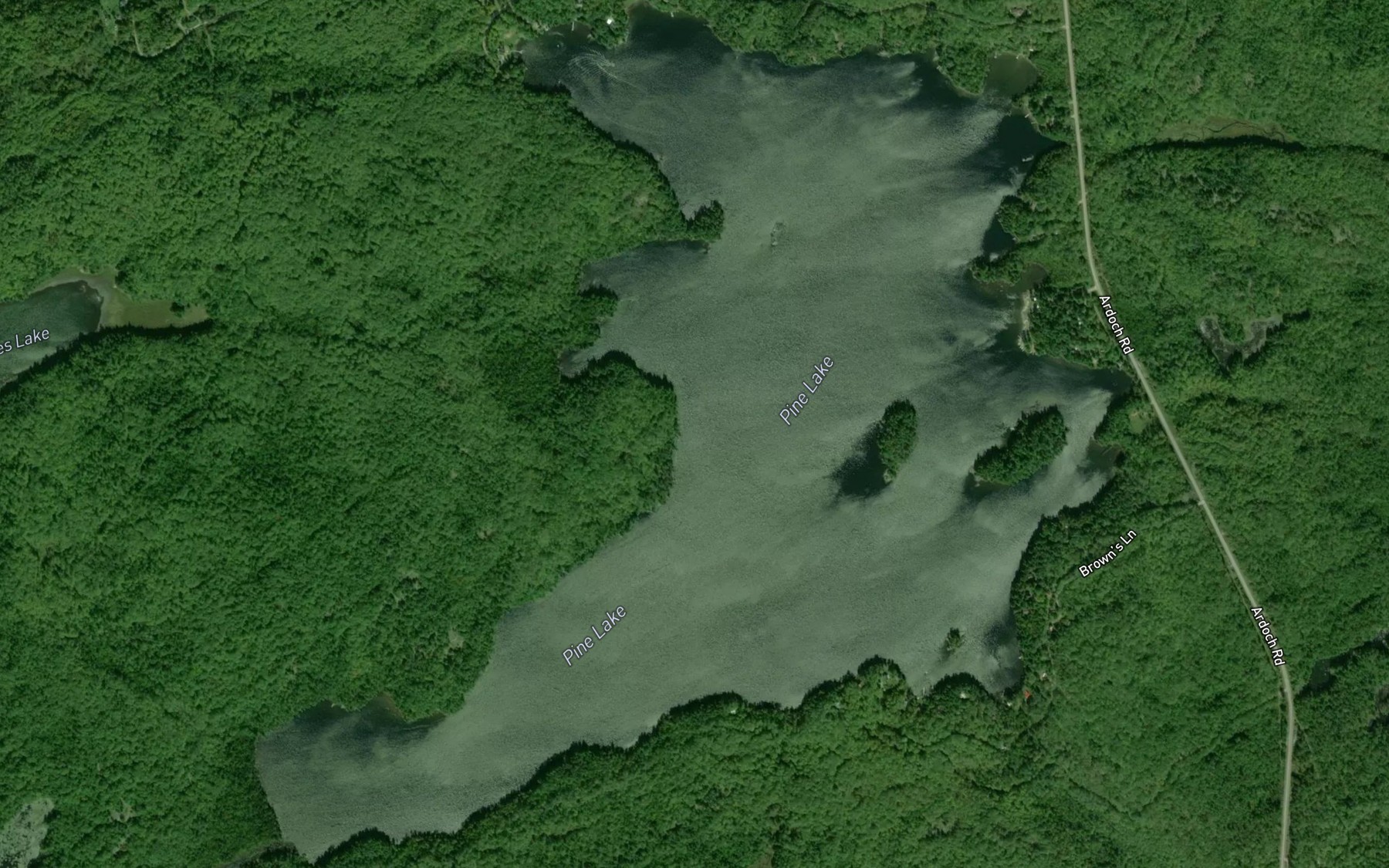 Satellite map of the Pine Lake