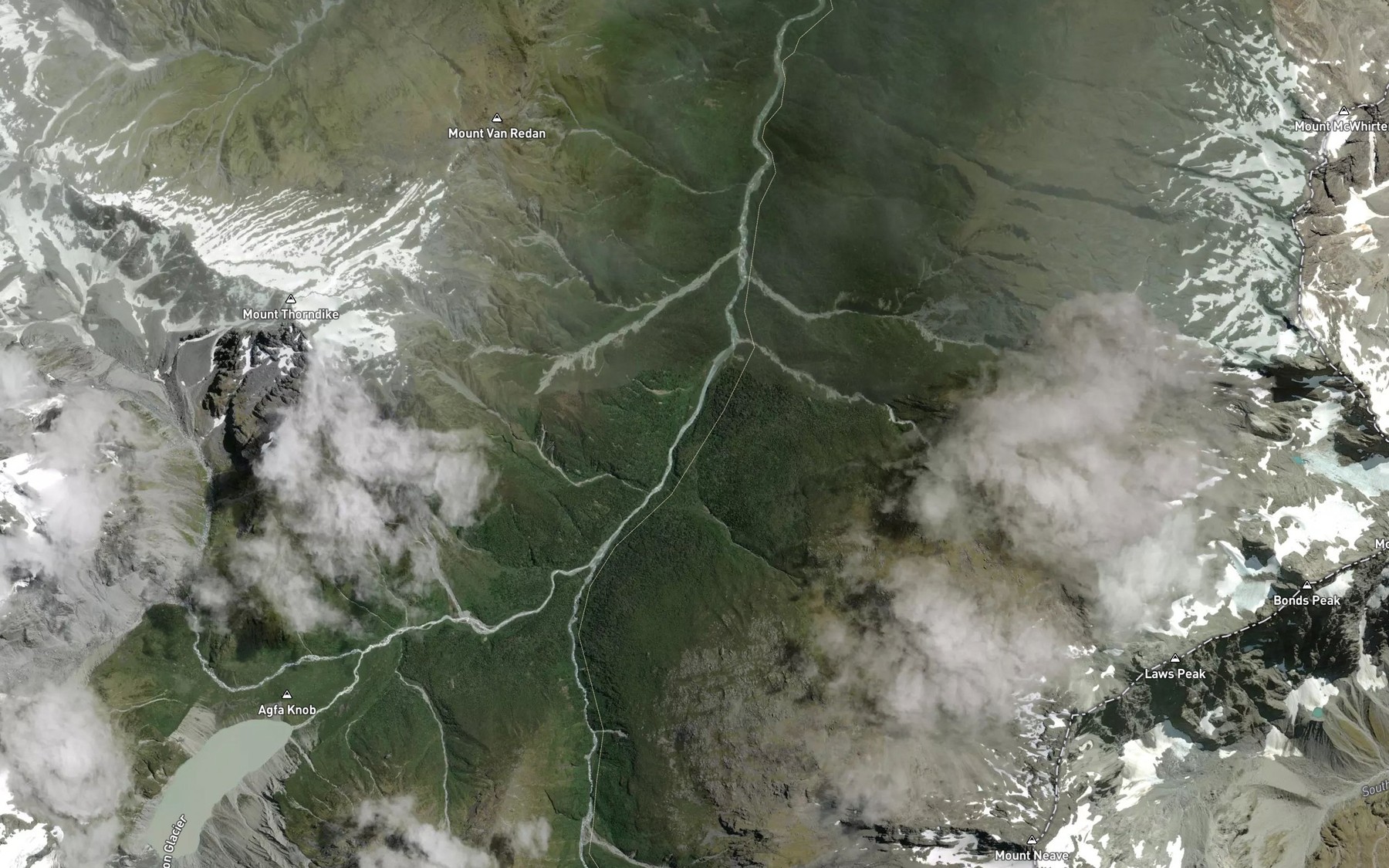 Satellite map of the Sharpes Cascade