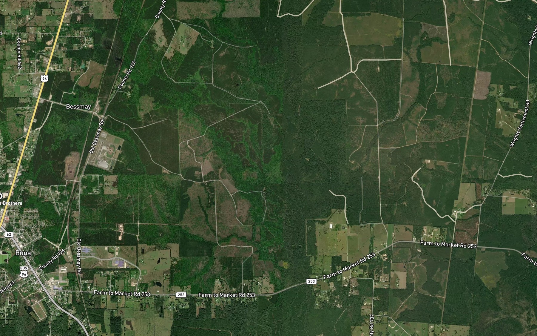 Satellite map of the Boggy Creek