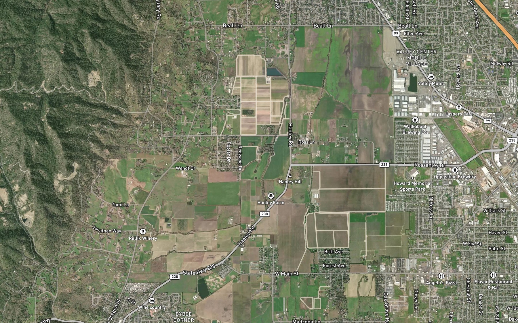 Satellite map of the Hefferman Reservoir