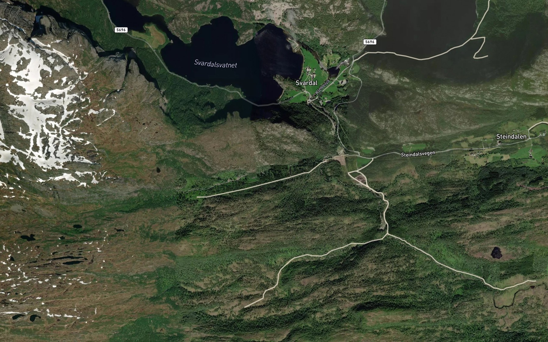 Satellite map of the Hasteinselva