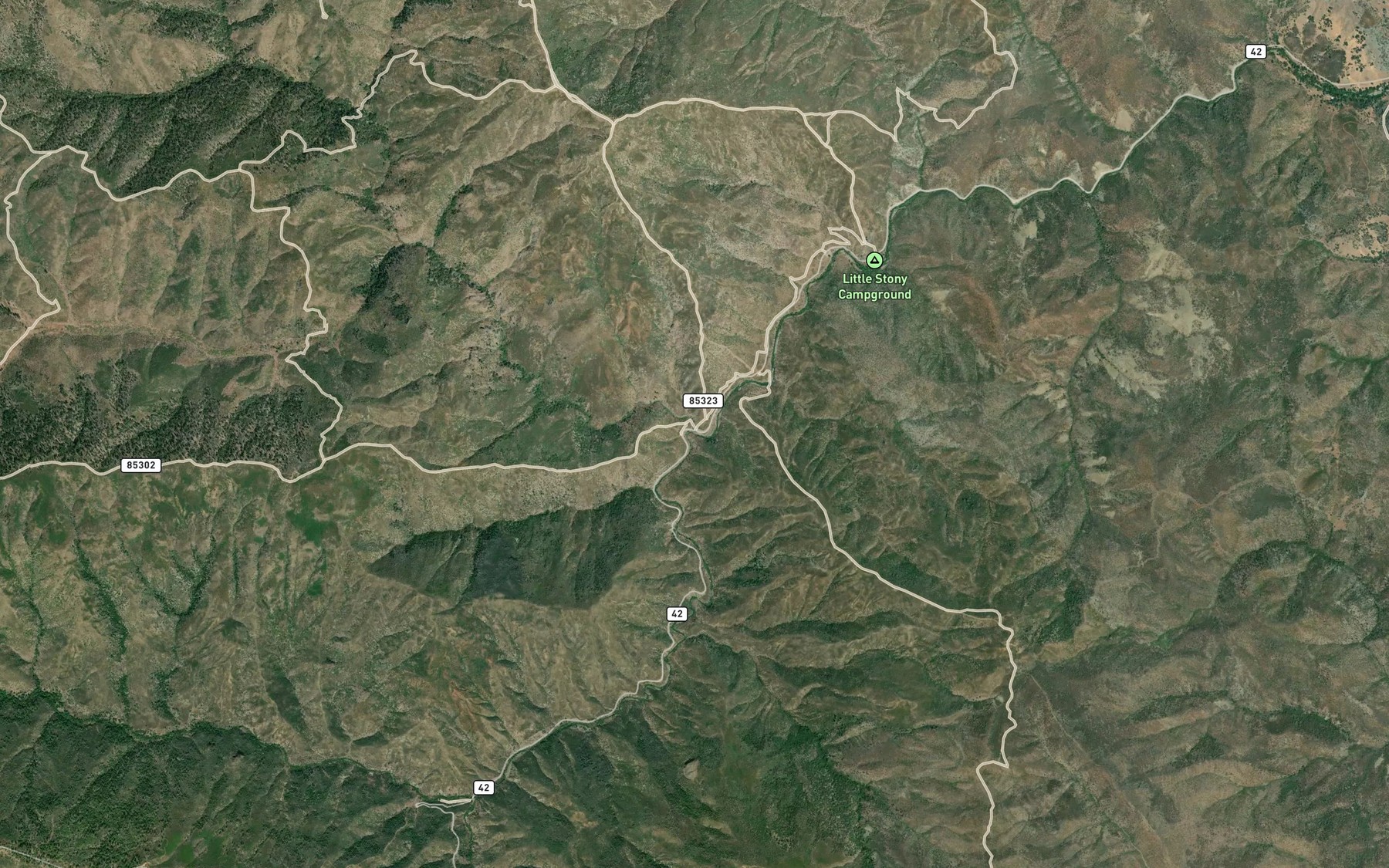 Satellite map of the Sullivan Creek